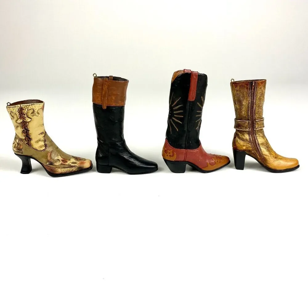 VTG JC Penney Mini Shoe Ornaments Women’s Casual Boot Set of 4 NIB Resin Boots - Picture 2 of 12